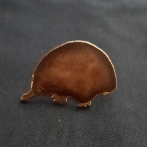 Brooch Pin, Enamel Platypus on Gold Tone Metal